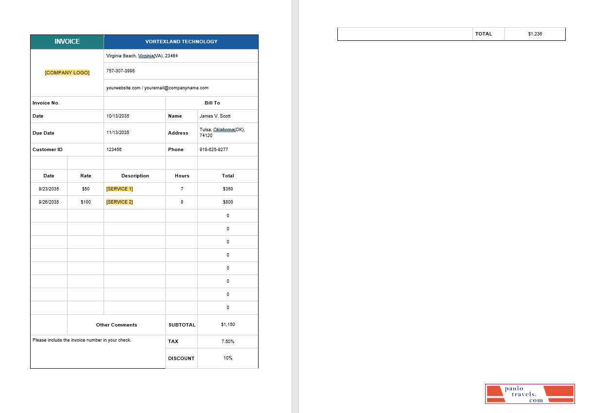 IT Consulting Invoice Template PSD template